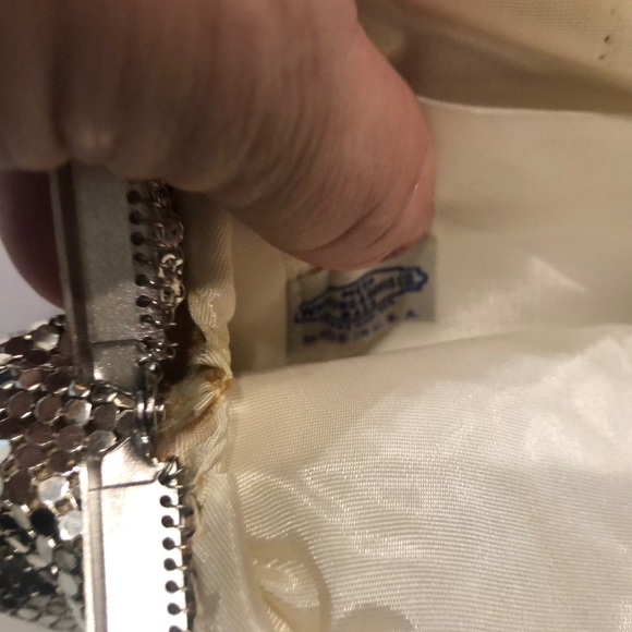 Vintage Whiting & Davis Silver Mesh Purse Handbag Evening Clutch Original Mirror - Picture 3 of 6